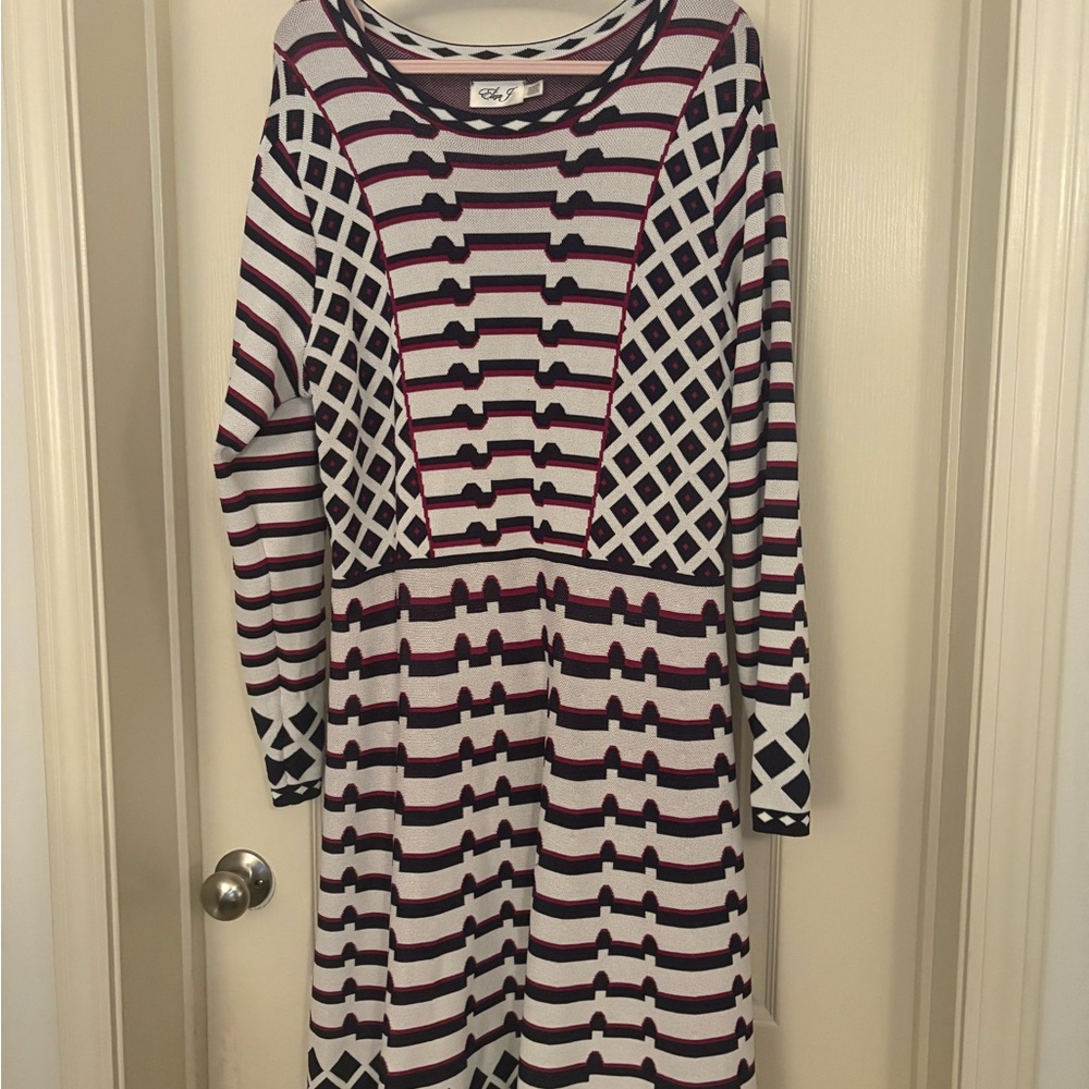 Eliza J Striped and Geometric Pattern Knit Dress - NWOT